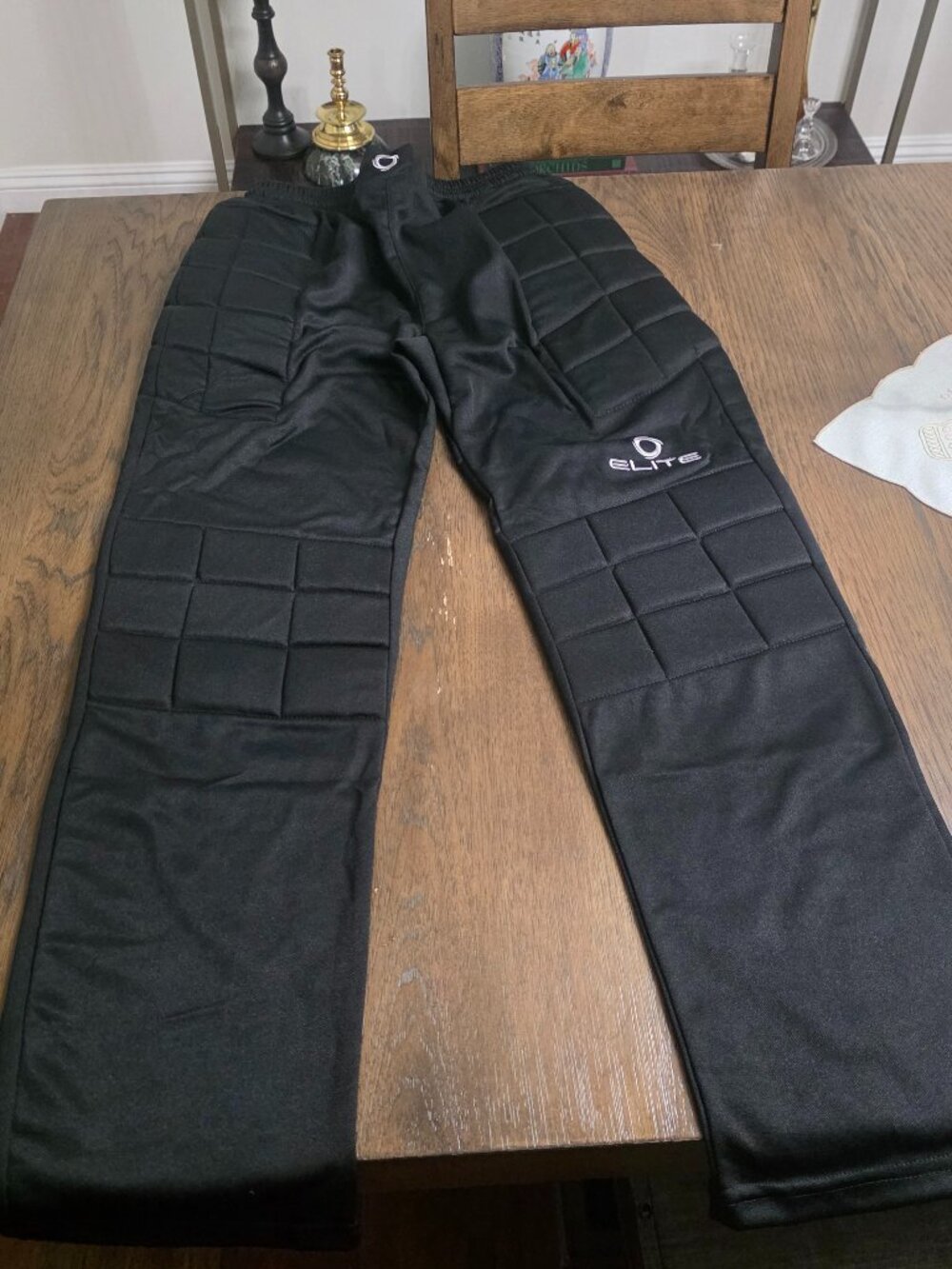 Elite Soccer Goal Keeper Pants  Black Padded Goalie with Protection Pads Size L